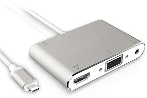 NOMOY Convertitore adattatore AV HDMI VGA, versione più recente 5 in 1 plug and play adattatore digitale AV cavo connettore per iPhone iPad a HDTV/proiettore/monitor