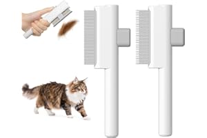 Marchul 2 Pièces Peigne pour Chats, Peigne à Puces Autonettoyant pour Chat et Chien, Brosse de Toilettage pour Animaux de Compagnie Poil Court et Poil Long, pour Enlever Les Poils D'animaux, Blanc