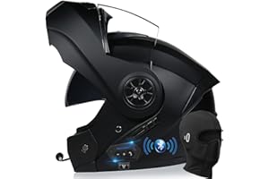 ACLFF Motorbike Bluetooth Modular Helmet Full Face Flip Up Motorcycle Helmet, DOT/ECE Approved, Lightweight Ventilation Design, with Double Visor Microphone, for Adult Men and Women S~XL