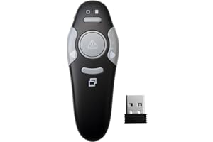 KCRNW Presentation Clicker Pointer Wireless 328FT Presenter Remote USB PPT Clicker 2.4GHz Laser Pointer Teacher Accessories for PowerPoint Slide Advancer for Keynote/PPT/Mac/PC/Classrooms - Black