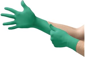 Ansell TouchNTuff 92-600,Nitril- Einmalhandschuhe, Einweghandschuhe für Lebensmittel, Chemikalienschutzhandschuhe mit hohem Schutz, Latexfreie Handschuhe, Grüne Nitrilhandschuhe, 100 Stück, Gr. M