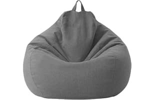 Geagodelia Funda para Sillón Puff Cubierta para Sofá Perezoso Fundas Clásicas de Puff Pera Bolsa de Frijol para Silla Tumbona Perezosa SIN Relleno para Adultos y Niños (Gris Oscuro, 100 * 120cm)