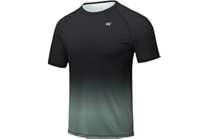 Huayuzh Men's Watersport Rash Guards Swimming Shirts UV Swim Top UPF 50+ Quick Dry Short Sleeve Surfing Running Sports Top