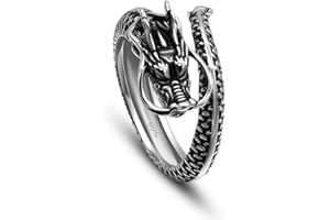 PANGTUZIYIN Karriter Anello in Argento 925 da Uomo in Stile Vintage Originale Anello Drago in Argento con Apertura a Regolazione Libera Gioielli Rock Unisex