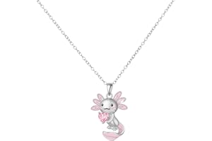 Mikovivi Cute Axolotl Necklace for Girls Women, Alloy Pink Crystal Pendant Necklace Trendy Stuff Animal Jewelry Accessories for Birthday Christmas Graduation Gift