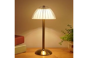 LANMOU Lampe de Table Sans Fil Rechargeable Moderne, Lampe de Chevet LED Tactile Dimmable, Lampe à Poser Doré Portable pour Intérieur y Extérieur, 3 Températures de Couleur, Batterie 1800 mAh