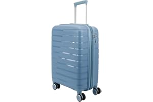EUES Maletas de Viaje Cabina Trolley Rígida (55 x 38 x 22 cm), Maletas de Viaje con Ruedas Giratorias y Cerraduras de Dial Material PP Ligero (Azul-S)