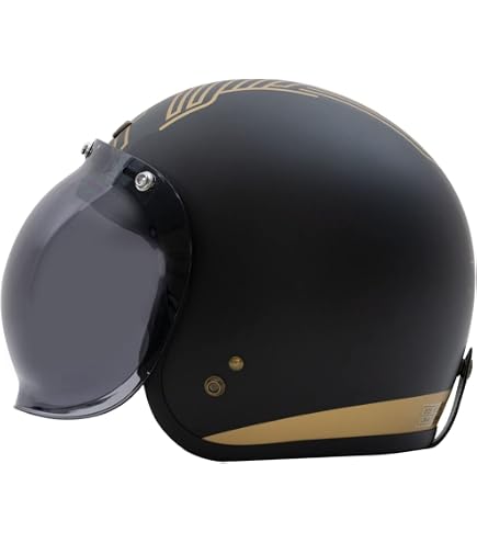 Casco Moto Aperto Viper RS-V06 Star - Jet Vintage, Visiera Parasole Interna - Opaco Verde Stella - Taglia XS