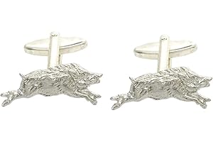WILLIAM STURT FINE PEWTER Running Boar Cufflink, Gemelos de jabalí Corriendo,