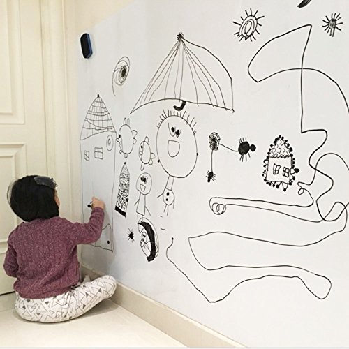 efluky Pizarra blanca adhesiva  45 x 200 cm  para hogar y oficina  Blanca 