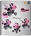 Lux4Kids Magnum 2 in 1 Pram Combi Stroller & Pushchair (rain cover, mosquito net, cup holder, changing pad, 47 colors) 18 Pink & Leopard