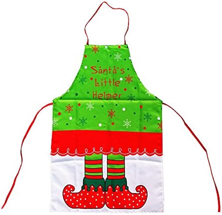 DoTech Funny Novelty Red Christmas Aprons Adults Christmas Elf Apron Home Kitchen Xmas Cooking Party Chef Apron Xmas Decoration Gift for women Men Boy Teenager (Elf)