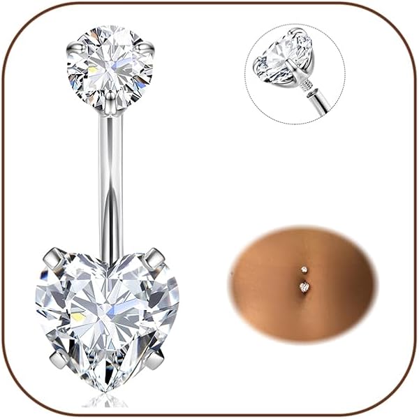 Navelpiercing met Roze Parelmoer Hart Navelpiercing met Roze Parelmoer Hart