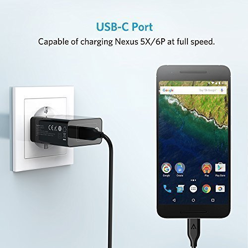 Anker PowerPort+ 1 24W USB C Ladegerät mit Typ C & Quick Charge 3.0 & PowerIQ Technologie, für Nexus 5X / 6P / Macbook 2016 / Sony XZ und andere Smartphone [mit 90cm USB C auf USB C Kabel) - 4