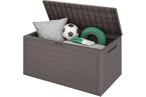 CASARIA® Waterproof Garden Outdoor Storage Box 280L | Plastic Storage Box with Lid | Parcel Box, Tool Box, Shoe Storage | Outdoor Toy Storage, Cushion, Garden Furniture Chest | Grey