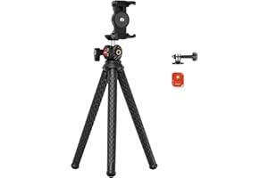 NEEWER Trípode Flexible con Remoto, Mini Cámara Teléfono Trípode Soporte Vlog Selfie Stick con Soporte y Adaptador Cámara Acción Compatible con GoPro Insta360 iPhone Samsung, Cámara Digital, TP34