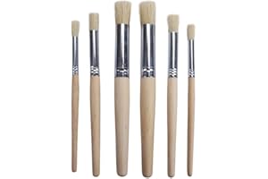 HEALLILY Poils pinceaux Peinture Professionnelle Pinceau Manche en Bois brosses pour Huile Acrylique Aquarelle Peinture 6pcs