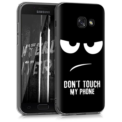 kwmobile Funda para Samsung Galaxy A3  2017  - Carcasa de  TPU  para m  vil y dise  o Don t Touch my Phone en  Blanco Negro 