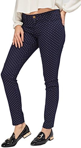 Ladies New Polka Dot Woman Skinny Spandex Slim Twill Jeans Trouser
