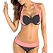 Produktbild feiXIANG Damen Frauen mehrfarbig Split Farbe Bikini Badeanzug plus Größe gepolsterte bh bandeau bademode badeanzug bikini (M, Rosa)