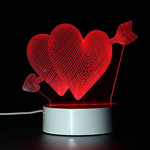 ToyUK 3D Optical Illusion Night Light 3D Lamp 7 Colors-Changing Desk Lamp LED Table Light Amazing Optical Illusion Lighting with Intelligent Remote Control (Heart to Heart)