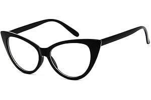Dawnzen® Gafas de Gato Para Mujer, Montura Marco 50's Ojo De Gato Cat Eye, Lente Transparente Retro Moda Vintage Triangle
