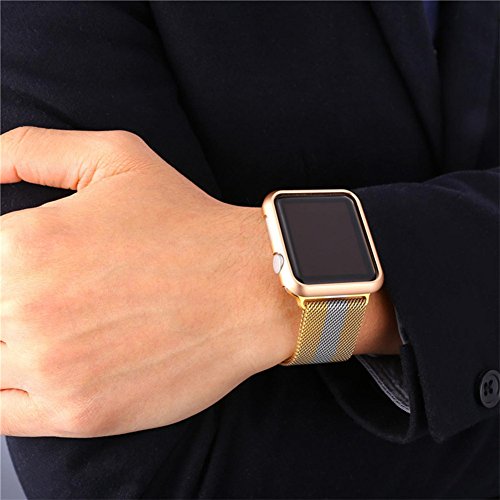 Bandmax Milanaise Uhrenarmband Ersatzarmband mit Magnetverschluss 18K Vergoldet Edelstahl Wrist Armband für 42MM Apple Watch (Gold) - 4