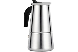 Greensen Zaparzacz do espresso ze stali nierdzewnej, 450 ml (9 filiżanek) do wszystkich rodzajów kuchenek, łącznie z indukcyjnymi – włoski dzbanek do mokki z zaworem bezpieczeństwa i zdejmowanym