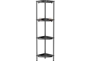 ‎LIFEWIT Lifewit Duschablage Stehend, 4 Ablagen Kunststoff Duschregal Ohne Bohren, Höhen Verstellbar Duschregal Ecke mit 4 Haken, Badezimmer Organizer, Shampoo Duschgel Regal, Schwarz