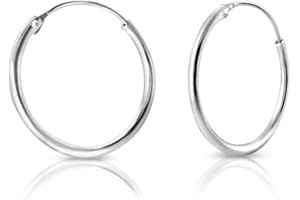 DTPSILVER Pendientes Aro Plata Mujer - Pendientes Aro Hombre - Aros Plata Mujer - Argollas de Plata Mujer - Aros de Plata Mujer - Espesor 1.2 mm - Diámetro 8,10,12,14,16,18,20,25,30,40,50,60,70,80 mm