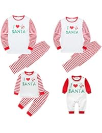 BOBORA Amo los sistemas de la Navidad de la familia de Papa Noel que emparejan los pantalones largos de los pijamas de los pantalones ropa de noche del bebe para la familia de la papa de la mama