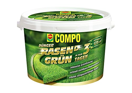 COMPO RASEN(D) Grün Rasendünger, Spezial-Rasendünger zur intensiven Grünfärbung des Rasens in nur 3 Tagen, 3,75 kg für 125 m²