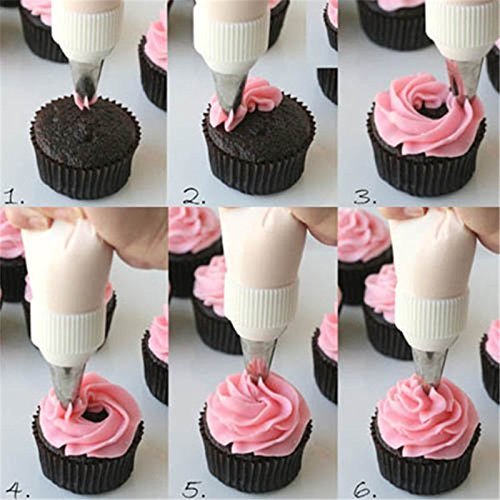 fenrad 24pcs Edelstahl Spritztüllen Tüllen Sterntüllen Sugarcraft Puderzucker Rohrverlegung Düse Duesen Garniertuellen Tortenspritze Kuchen Suessigkeit Dekoration Tools Set - 3