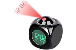 Lancoon Projektionswecker, Tischuhr mit niedlichem Design, großem Bildschirm und Schlummerfunktion Zeit-Temperatur-Anzeige