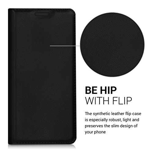 kwmobile Funda para bq Aquaris X5 Plus - Carcasa para m  vil de  Cuero sint  tico  - Case  Plegable  en  Negro 