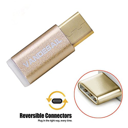 USB C Adapter, VANDESAIL® Type C 3.1 auf Micro USB Ladekabel Datenkabel Kabel Adapter Konverter für MacBook 12inch 2015, Lenovo ZUK Z1, MI 4C, Nokia N1, Chromebook (Alloy-Gold, Gold) - 4