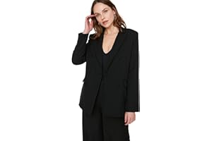 Trendyol Black Button Detailed Jacket Giacca Nera con Bottoni, Nero, Donna