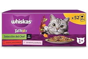 Whiskas Tasty Mix Comida Húmeda para Gatos Adultos Selección del Chef en Salsa en Bolsita 13x4x85g