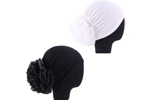BABAHU 1Pack / 2Packs Women Flower Elastic Turban Beanie Head Wrap Chemo Cap Hat