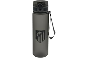 CYPBRANDS Atlético de Madrid, Botella de Agua, Botella Deportiva, Cantimplora, Bidón, Color Negro, Producto Oficial