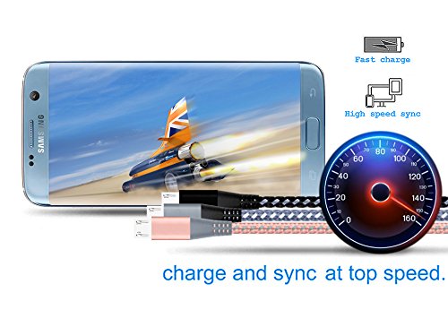 Micro cable 3Pack 1.8M, Xinfaxin Premium Nylon Braided USB Charging Cables for Samsung, LG, Motorola, Nexus, HTC,Sony, Android Devices and More (Rose Gold gray,gray white,black white) - 3