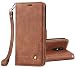 Produktbild Ferlinso LG K8 2017 Hülle, Elegantes Retro Leder mit Identifikation Kreditkarte Schlitz Halter Schlag Abdeckungs Standplatz magnetischer Verschluss Kasten für LG K8 2017 (Braun)