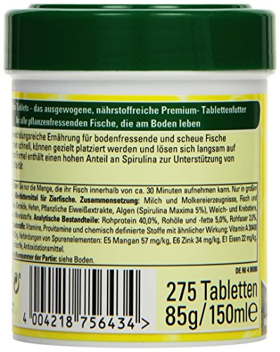 Tetra Pleco Tablets (Grünfutter-Tabletten mit einem hohen Anteil an Spirulina-Algen, Hauptfutter für alle pflanzenfressenden Bodenfische und scheuen Zierfische), 275 Tabletten Dose - 3