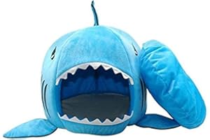 Badass Sharks Winter Pet Products chaud souple Niche pour animal domestique Sac de couchage Requin Niche pour chien chat Lit Maison de chat 42 cm/50 cm, 50cm, bleu