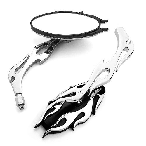 Motorcycle Chrome Plated Billet Aluminum Outside Rearview Side View Mirrors Multi Angle Adjustable Blindsight Rearview Handle Bar End Convex Universal Fit For Suzuki Motorcycle GSXR GS300 SV650 GT550 GT750 B-King Intruder Volusia Boulevard