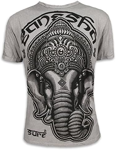 Sure Men´s T-Shirt Tribal Ganesha Size M L XL Ethno Sacred Elephant-God India Hinduism Yoga (Light Grey XL)