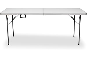 KG KITGARDEN Mesa Plegable Portátil Apertura Automática, 180 x 70 x 74 cm, Blanco