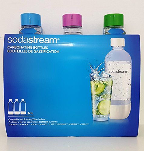 Original Sodastream Carbonating Bottle Three Pack 1 Liter / 3.38oz Lasts Up To 3 Years – New Design Launched 2015 by SodaStream - 2