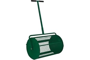 T-Mech Rouleau épandeur à Compost 80 L - Vert - Léger & Facile à Transporter - Manche Extensible 62-67cm [Paire de Gants Gratuite] Jardinage, Horticulture