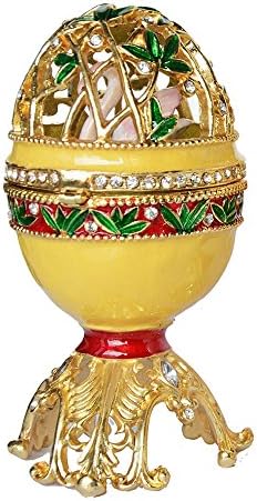 Russian Egg Trinket Jewelry Box with Swan Inside Ring Holder Collectible Figurines Gifts for LoversColor 1